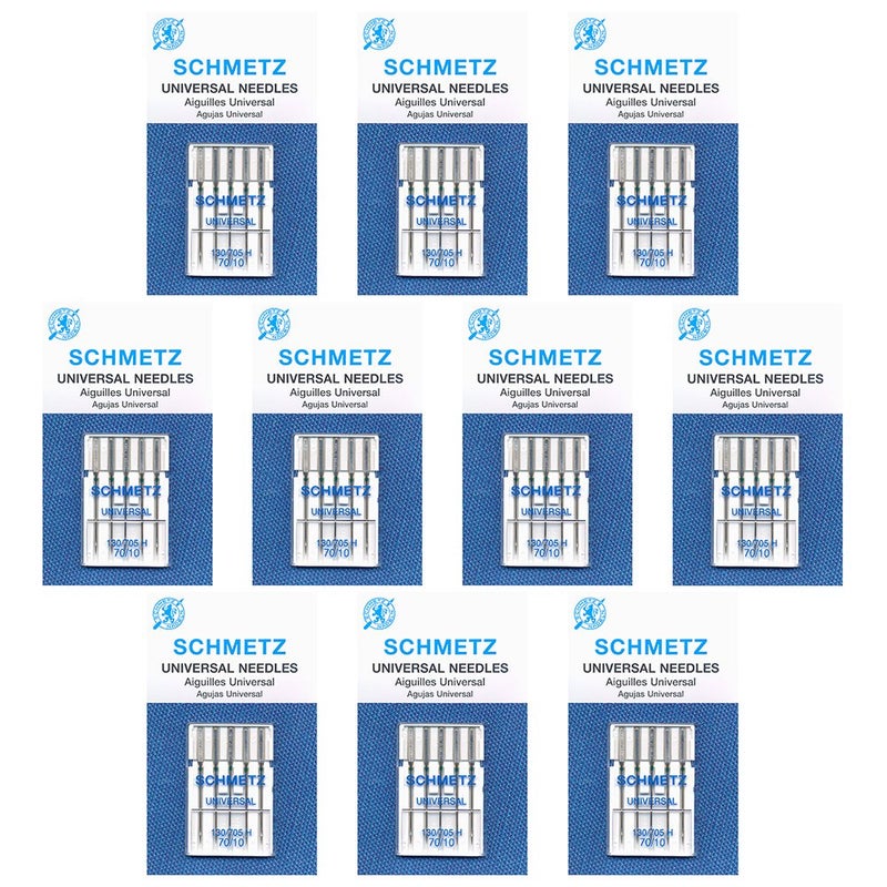Schmetz إبر ماكينة الخياطة العالمية من شميتز - الحجم 70/10، 5 بطاقات إبر، عبوة من 10 - Image 1